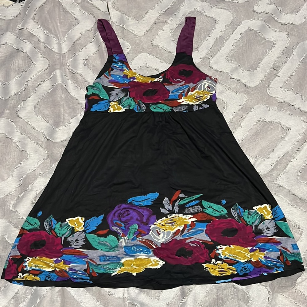 Women's American Rag Cie Black and Floral Dress - Picture 3 of 3